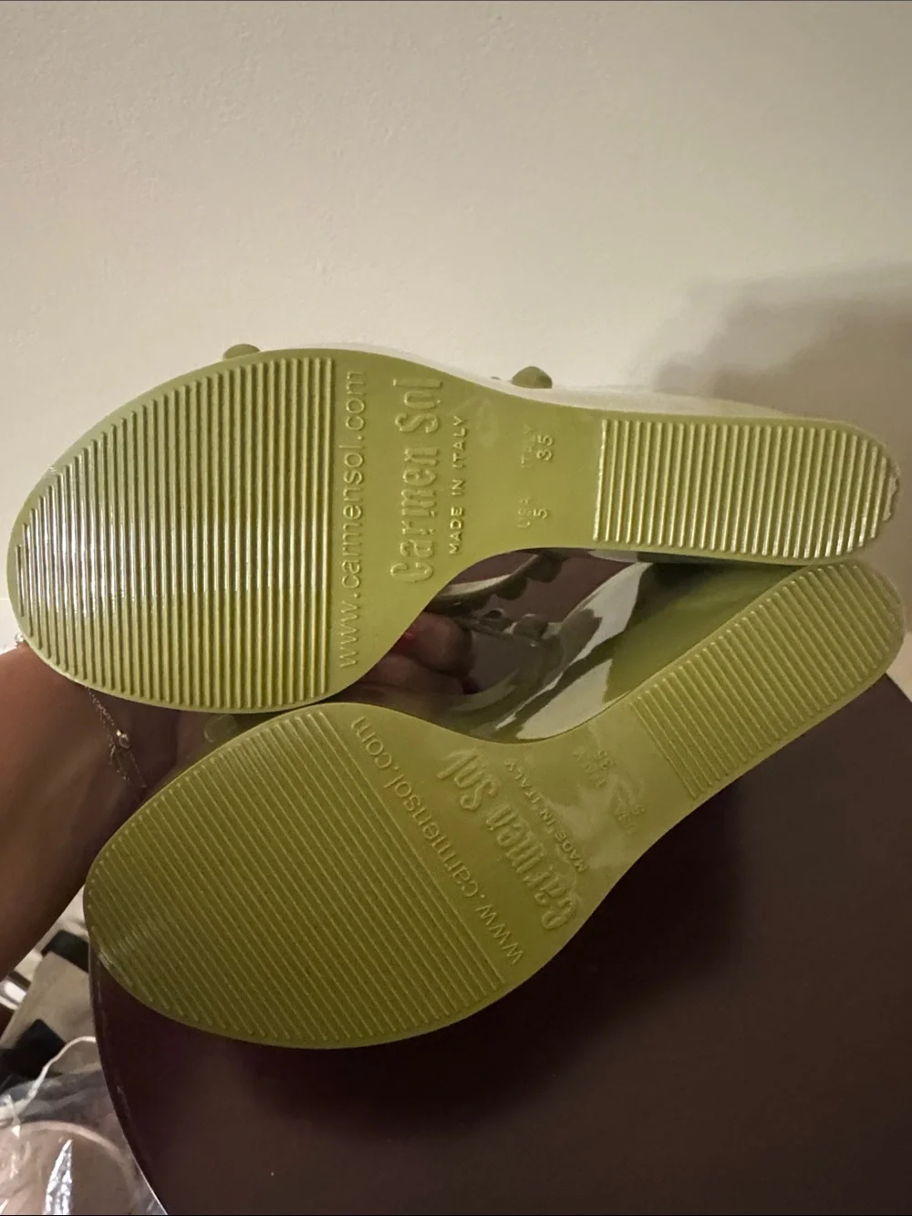 NEW Carmen Sol Olive Green Studded Platform Sandals